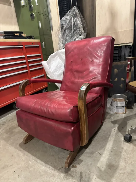 Vintage Red Naugahyde Rocker Chair